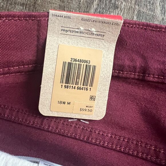 Levi's Plus Classic Straight Jeans Windsor Wine- Size 18W - Picture 7 of 12